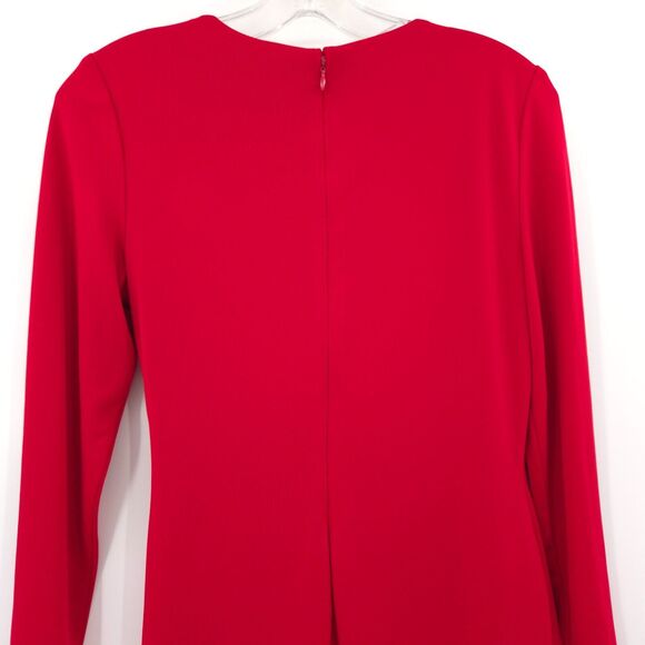 Lauren Ralph Lauren womens solid red sheath dress Size 4 gold ring 3/4 sleeve - Picture 9 of 12